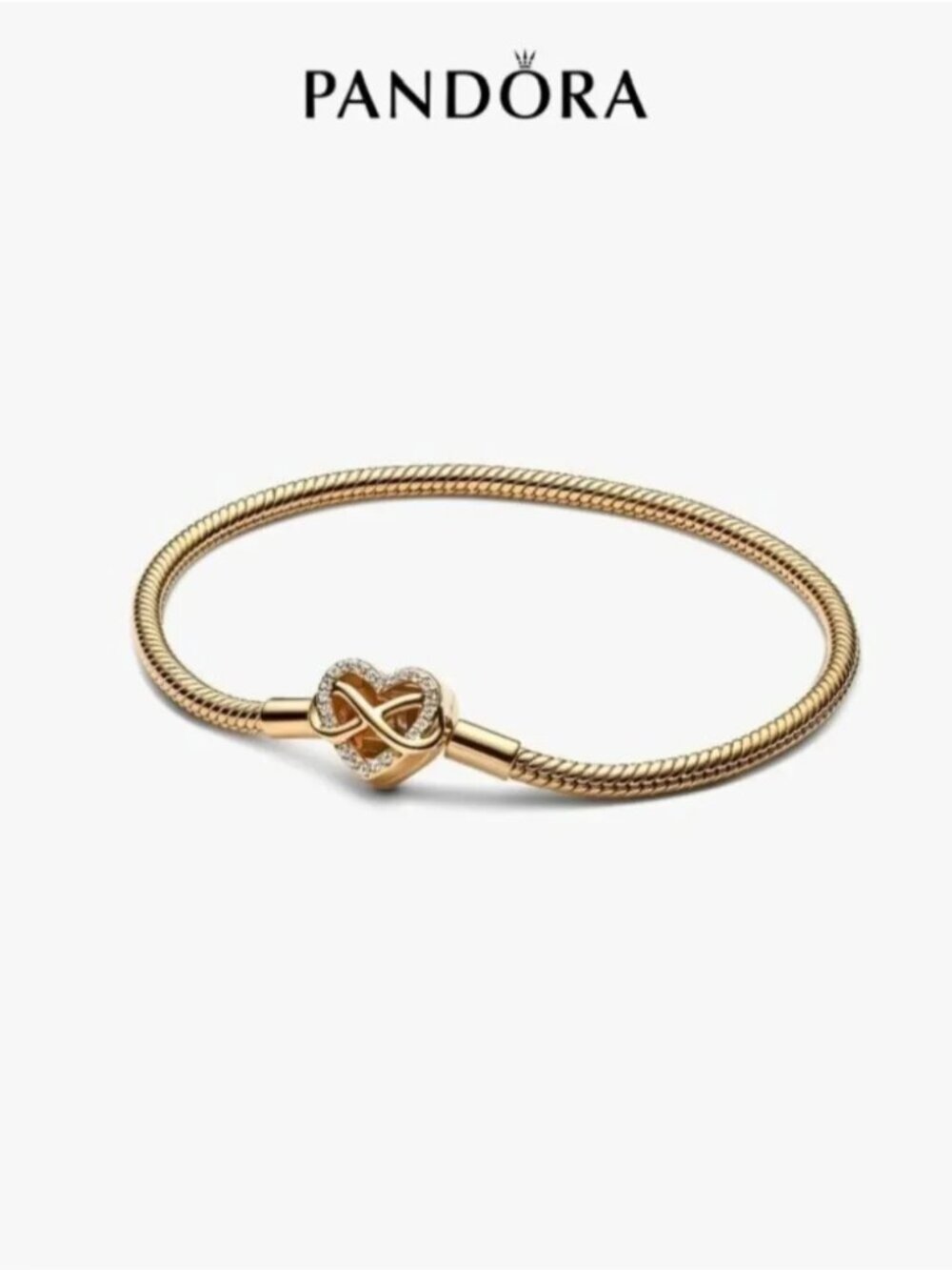 Pandora Sparkling Infinity Heart Clasp Snake Chain Bracelet